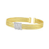 14K Yellow Gold Triple Row Diamond Omega Cuff Bangle, view 2
