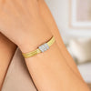 14K Yellow Gold Triple Row Diamond Omega Cuff Bangle, view 4