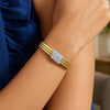 14K Yellow Gold Triple Row Diamond Omega Cuff Bangle, view 5