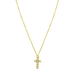 14K Yellow Gold Diamon Oro Cross Necklace, view 2