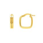 Double Square Tube Hoop Earrings in 14K Yellow Gold, view 2