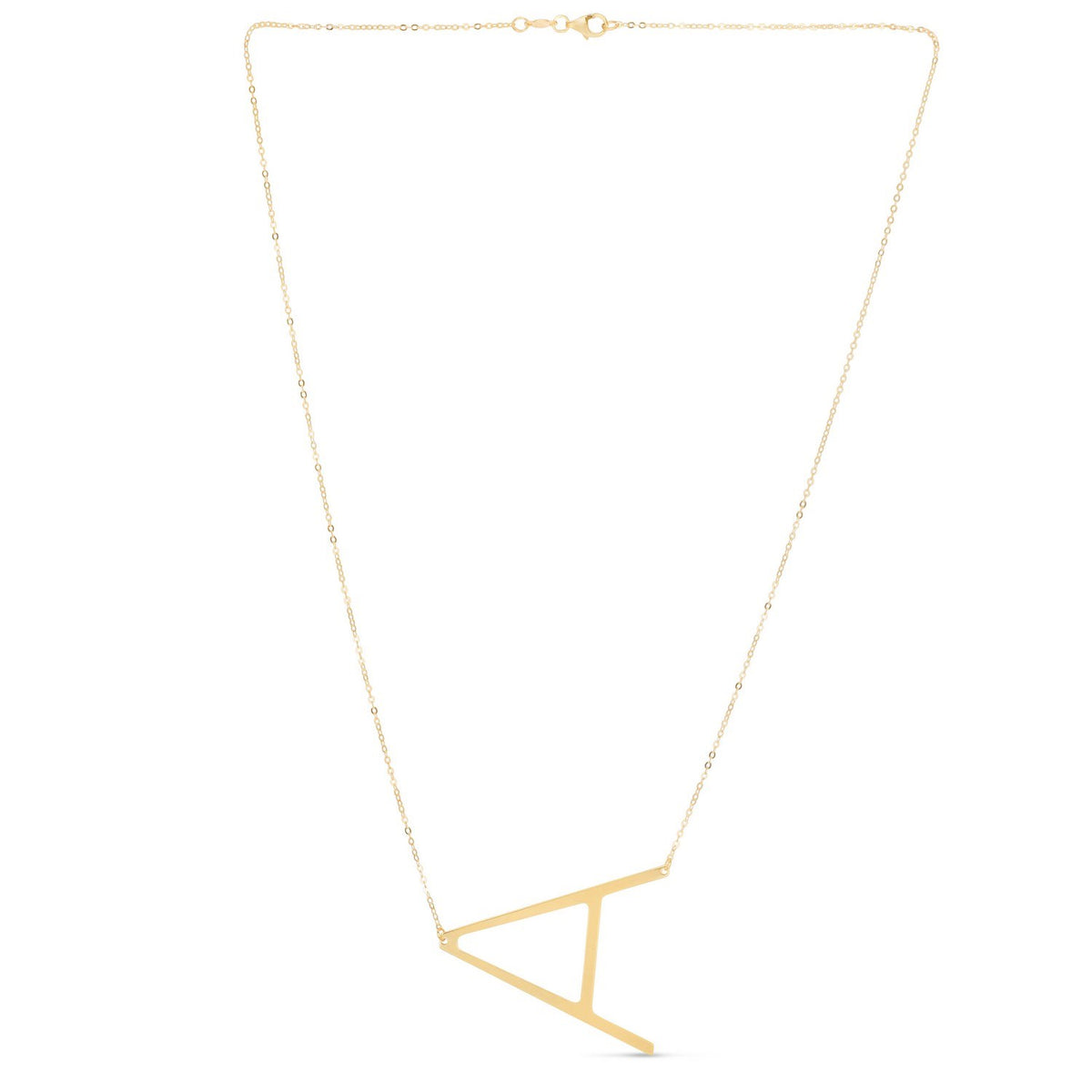 14K Yellow Gold Yours Truly Large Initial A Necklace, view 2