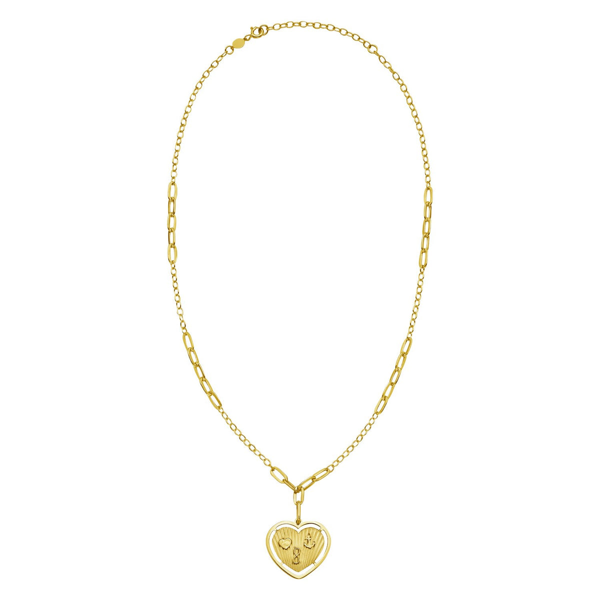14K Yellow Gold Lucky Forever Heart Necklace, view 2