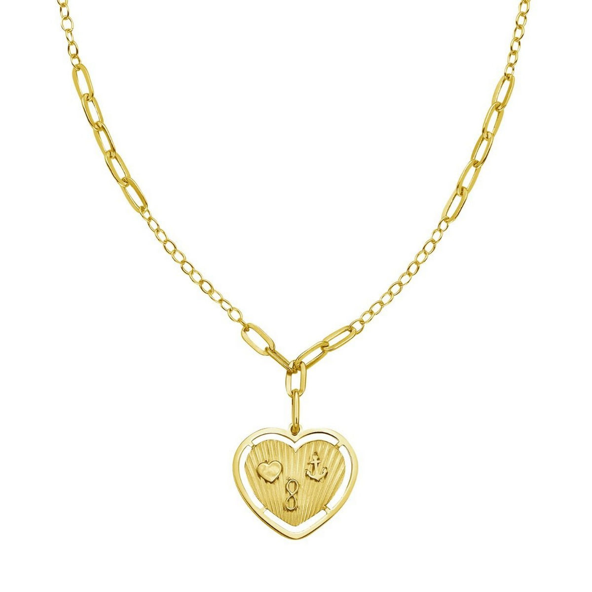 14K Yellow Gold Lucky Forever Heart Necklace, view 3