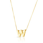14K Yellow Gold Yours Truly Block Letter Initial W Necklace