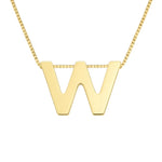 14K Yellow Gold Yours Truly Block Letter Initial W Necklace, view 2