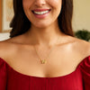 14K Yellow Gold Yours Truly Block Letter Initial W Necklace, view 4