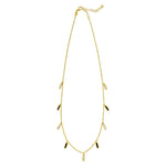 14K Yellow Gold Onyx And MOP Inlay Station Necklace, view 2