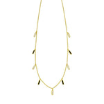 14K Yellow Gold Onyx And MOP Inlay Station Necklace, view 3