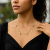 14K Yellow Gold Onyx And MOP Inlay Station Necklace, view 5