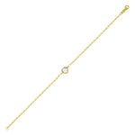 14K Yellow Gold White Topaz Heart Bracelet (1.50 mm)