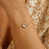 14K Yellow Gold White Topaz Heart Bracelet (1.50 mm), view 2