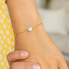 14K Yellow Gold White Topaz Heart Bracelet (1.50 mm), view 3