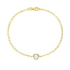 14K Yellow Gold White Topaz Heart Bracelet (1.50 mm), view 4