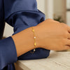 14K Yellow Gold Pearl Clover Bracelet, view 3