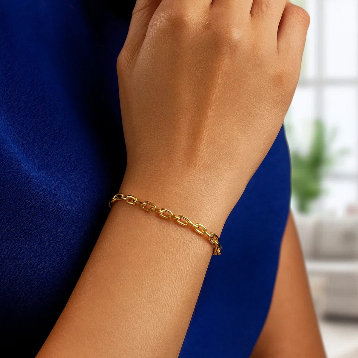 14K Yellow Gold French Cable Chain Bracelet (2.50 mm), view 2