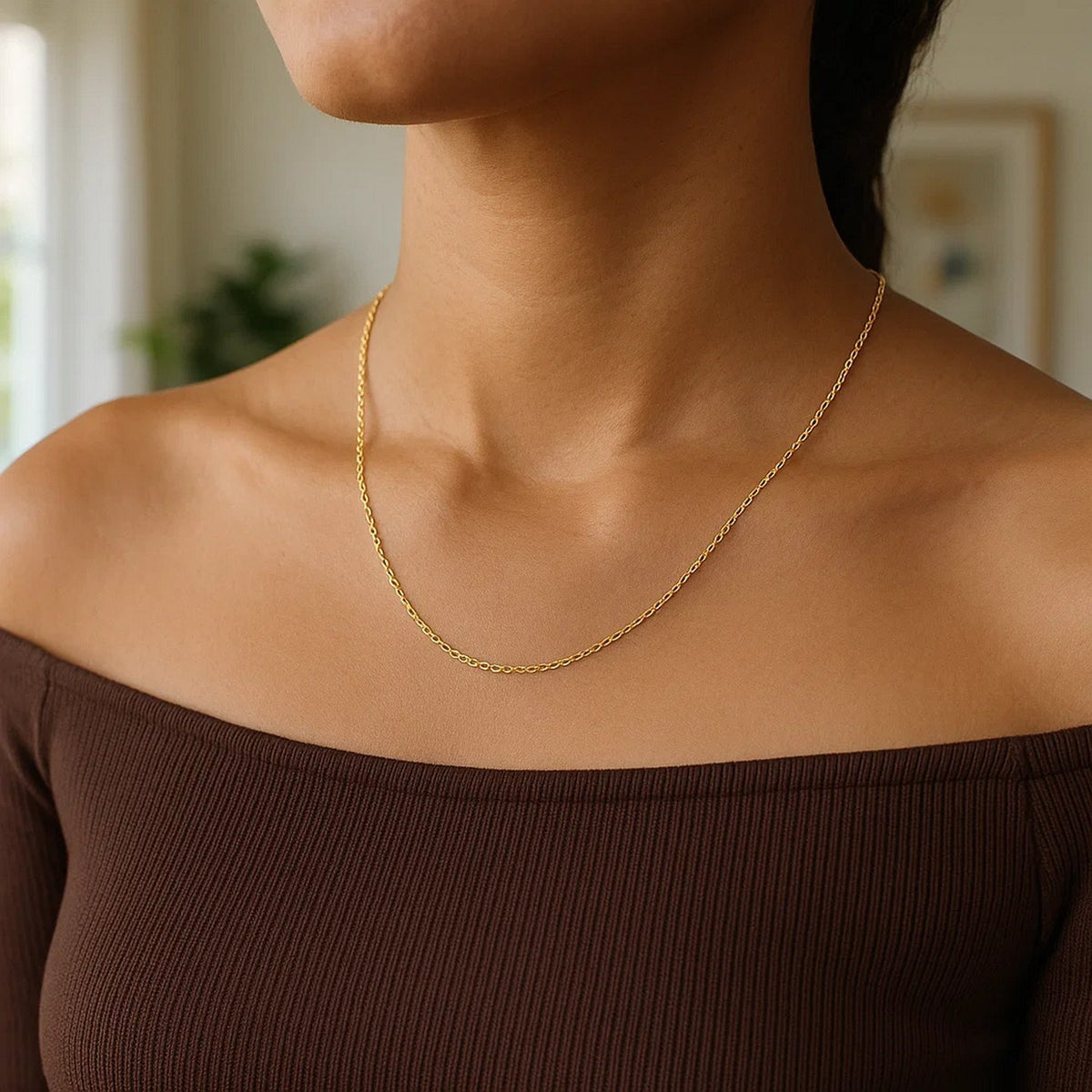 14k Yellow Gold Cable Link Chain (0.50 mm) (Style 40023), view 3
