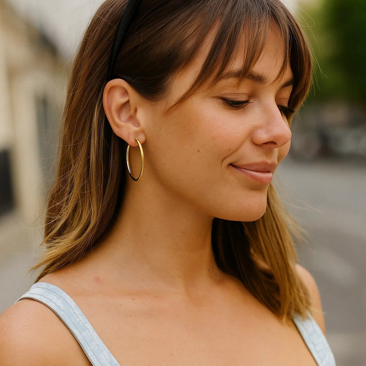 Classic Hoop Earrings in 14K Yellow Gold (2x35.00 mm), view 2