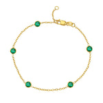 14K Yellow Gold Emerald Station Bracelet, view 2