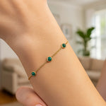 14K Yellow Gold Emerald Station Bracelet, view 3