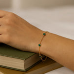 14K Yellow Gold Emerald Station Bracelet, view 4