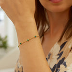 14K Yellow Gold Emerald Station Bracelet, view 5
