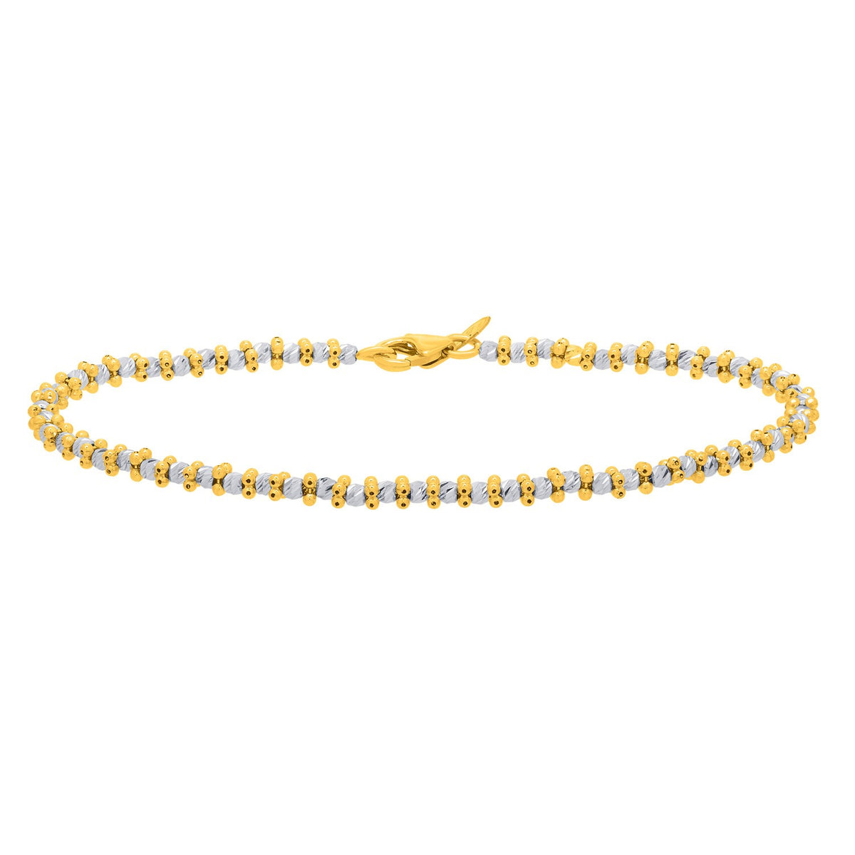 Two Tone Pallina Bead Bracelet in 14K Gold (2.60 mm), view 2