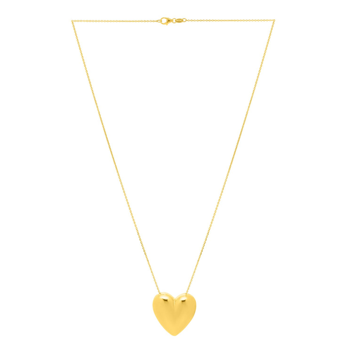 Large Puffed Heart Necklace in 14K Yellow Gold, view 2