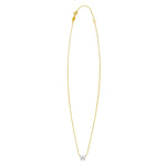 14K Yellow Gold Mini Diamond W Initial Pendant Necklace, view 2