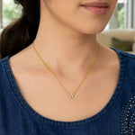 14K Yellow Gold Mini Diamond W Initial Pendant Necklace, view 4