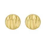 Sterling Silver Yellow Gold Plated Sculpted Domed Disc Stud Earrings, view 2
