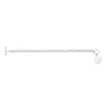 Sterling Silver Rhodium Plated Bead Toggle Heart Bracelet, view 2