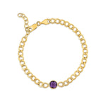 14K Yellow Gold Amethyst Curb Chain Bracelet (3.60 mm), view 2