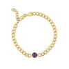 14K Yellow Gold Amethyst Curb Chain Bracelet (3.60 mm), view 2