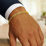 14K Yellow Gold Semi Solid Miami Cuban Bracelet (6.10 mm), view 6