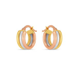 14K Tri Color Gold Trilogy Hoops, view 2
