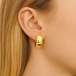 Wide Huggie Hoop Earrings in 14K Yellow Gold, view 3