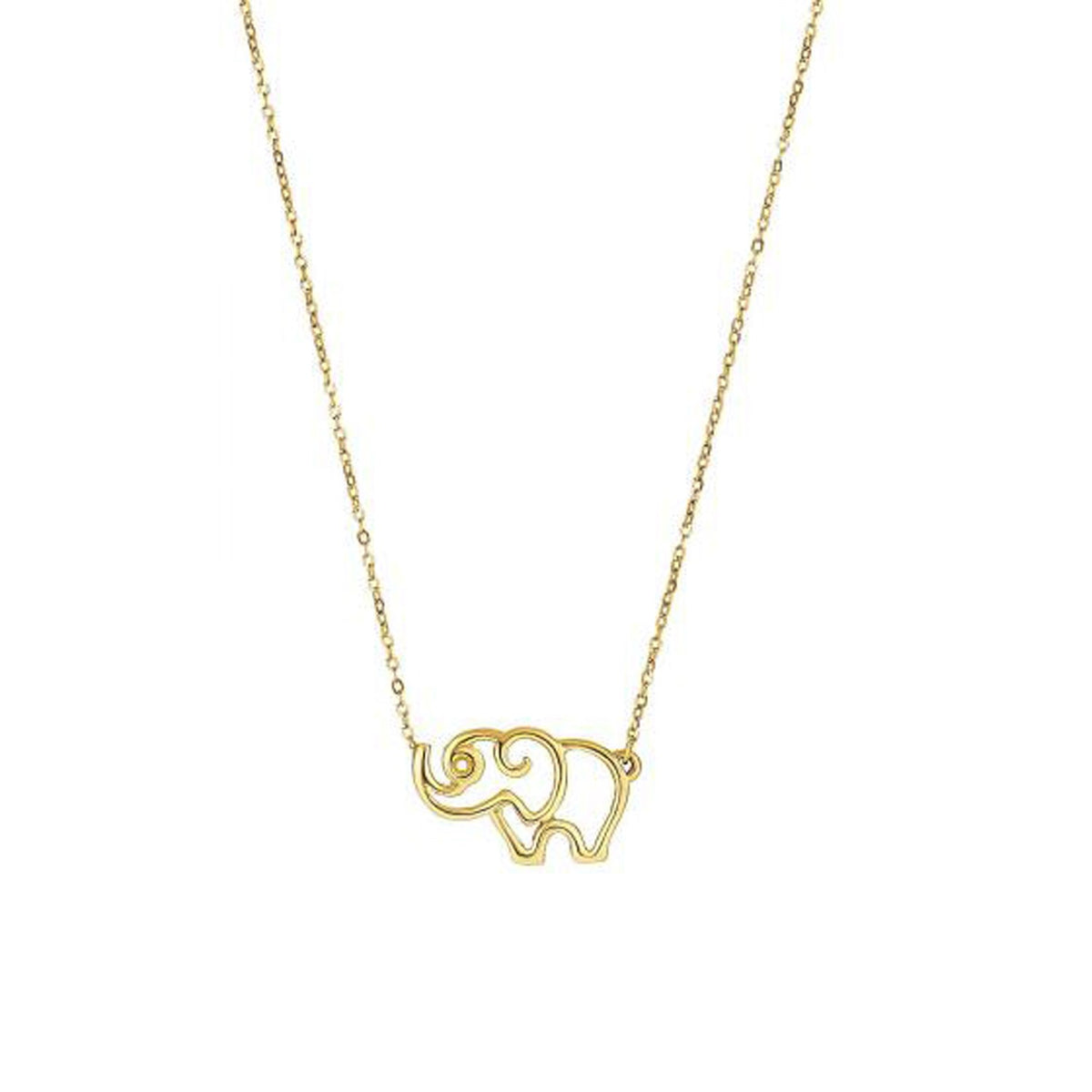 14K Yellow Gold Elephant Necklace