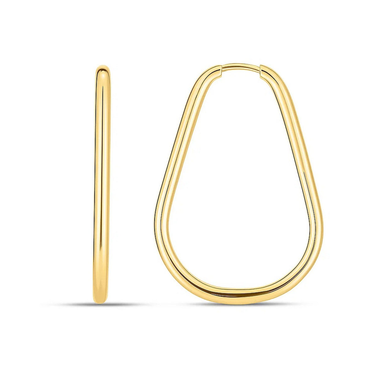 14K Yellow Gold Endless Pear Hoop Earrings