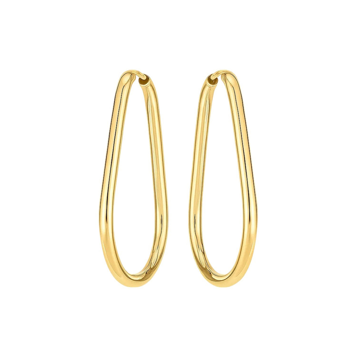14K Yellow Gold Endless Pear Hoop Earrings, view 2
