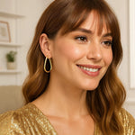 14K Yellow Gold Endless Pear Hoop Earrings, view 3