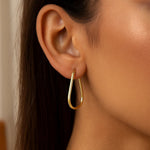 14K Yellow Gold Endless Pear Hoop Earrings, view 5