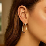 14K Yellow Gold Endless Pear Hoop Earrings, view 6