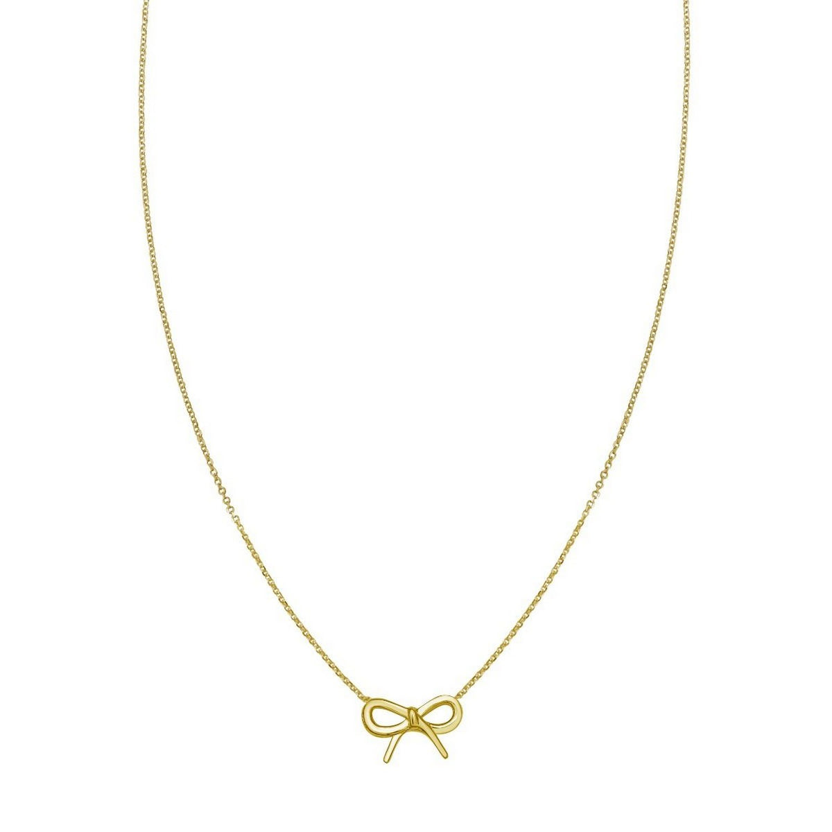 14K Yellow Gold Small Bow Necklace, view 2