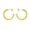 14K Two Tone Gold Interlocking Trinity C Hoop Earrings