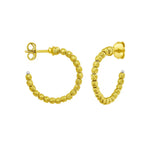14K Yellow Gold Bead Hoop Earrings