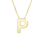 14K Yellow Gold Yours Truly Block Letter Initial P Necklace, view 2