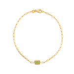 14K Yellow Gold Peridot Paperclip Bracelet (1.50 mm), view 2