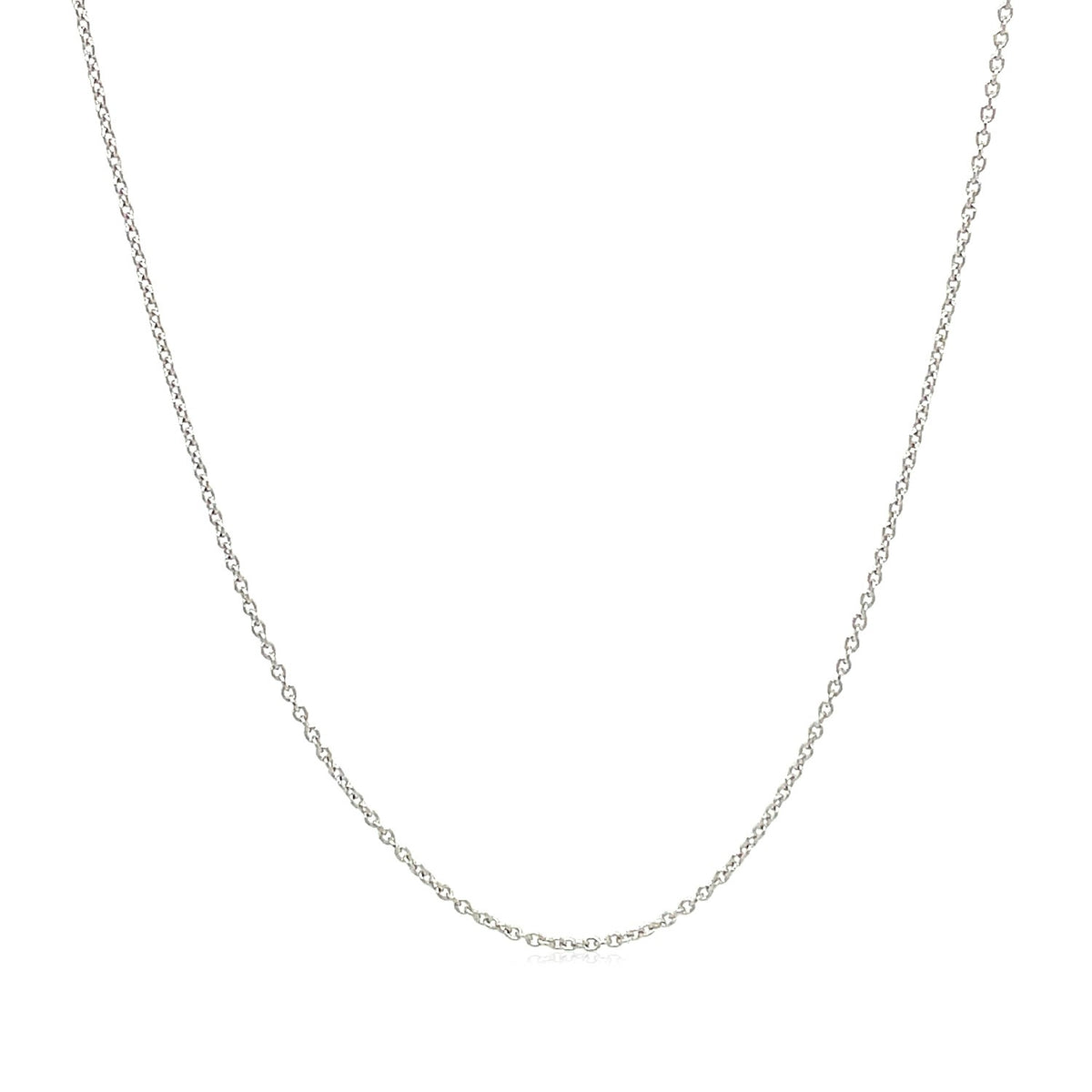 14k White Gold Oval Cable Link Chain (0.85 mm), view 7