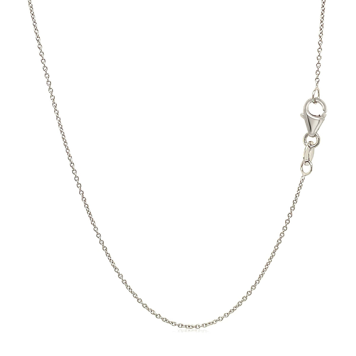 14k White Gold Oval Cable Link Chain (0.85 mm), view 10